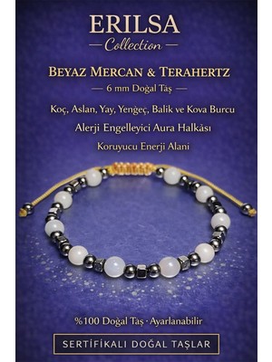 Erilsa Sertifikalı Alerji Denge ve Koruyucu Enerji Bilekliği – Beyaz Mercan ve Terahertz 6 mm Doğal Taş