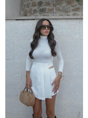 Havoş Ekru Boğazlı Yaka Transparan Bluz