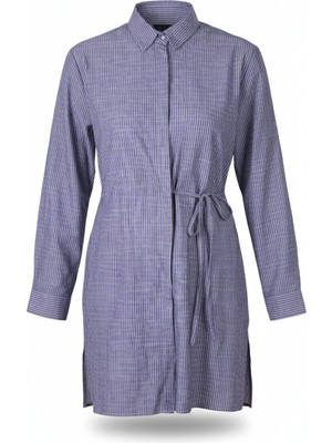 Trender  Çizgili Flam2 6YW29000002 Lacivert Kadın Gömlek 16-4835