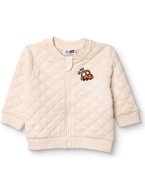 Hellobaby Hellobaby Erkek Bebek Kapitone Hırka Fermuarlı Little Car Mandarin Collar Uzun Kol