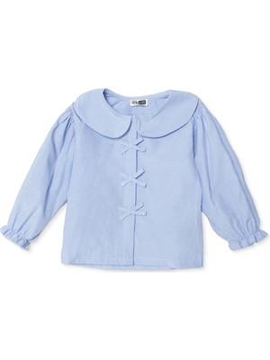 Hellobaby Hellobaby, Kız, Gömlek, Fiyonk Baskılı, Düğmeli, Bebe Yaka, Uzun Kol