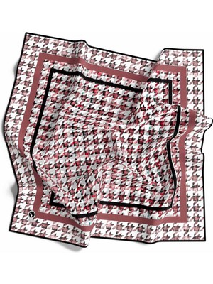 Violla Twill Kazayağı Desenli Gül Kurusu Renkli 90X90 Eşarp (Ipek Içermez) Kenar Dikiş Şekli El Dikişli