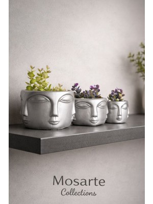 Mosarte Buda Series Minimalist Soyut Yüz Vazo / Heykel – Modern Dekoratif Obje 3'lü Set (Büyük/orta/küçük)