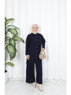 Nisum Moda Düğmeli Triko Pantolonlu Takım