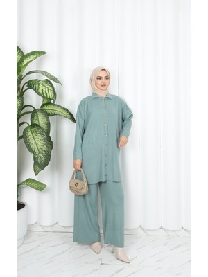 Nisum Moda Düğmeli Triko Pantolonlu Takım