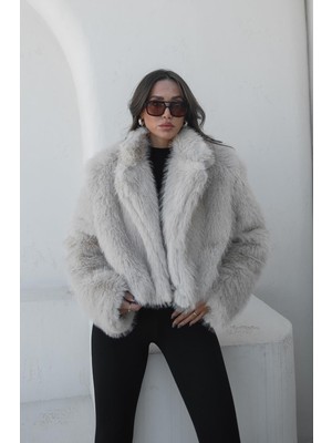 Havoş Taş Rengi Kısa Suni Kürk Ceket
