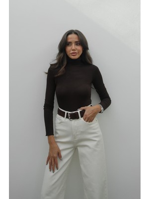 Havoş Acı Kahve Boğazlı Yaka Transparan Bluz