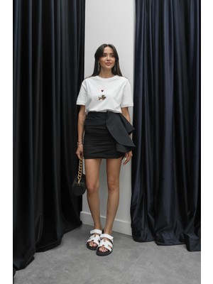 Havoş Siyah Yanı Drape Detaylı Mini Etek