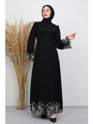 Şans Krep Elbise Siyah