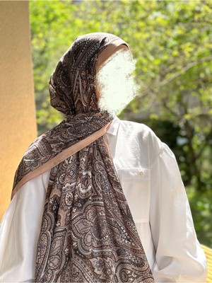 Shalby Kadın Pamuksu Etnik Desenli Soft Şal Açık Pudra