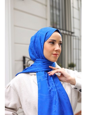 Shalby Qufi Desen Kaşmir Tesettür Şal Saks Mavi