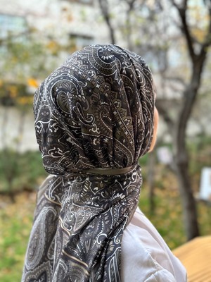 Shalby Tesettür Dalia Desen Pamuk Şal Haki
