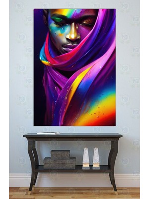 Mgi Design Gökkuşağı Renkleri Portre Kanvas Tablo Renkli Soyut Insan Yüzü Modern Duvar Dekoru