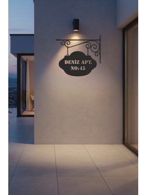 Grandmix Vintage Özel Isimlik Kapı Tabela Metal Apartman Daire No Tabelası
