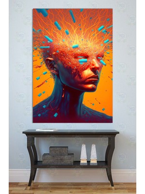 Mgi Design Zihin Patlaması Turuncu Soyut Portre Kanvas Tablo Modern Pop Art Uv Baskı Yaratıcı Ofis Dekoru