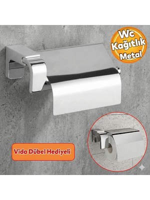 Nzb Metal Tuvalet Kağıtlık Aparat Wc Kağıt Standı Kapaklı Paslanmaz Sağlam Kaliteli Krom