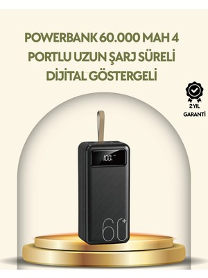 Lowell Home Tüm Cihazlarla Uyumlu LED Fenerli 4 Çıkışlı Powerbank