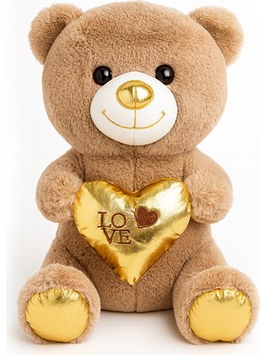 InTrio Peluş Altın Serisi Ayıcık 35 cm | Kalpli Yumuşak