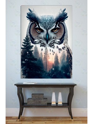Kış Manzaralı Baykuş Kanvas Tablo Doğa Hayvan Kar Temalı Modern Dekoratif