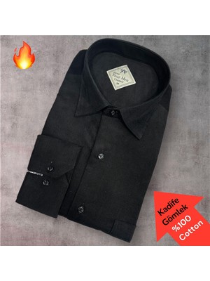 Eren Style Klasik %100 Cotton Uzun Kollu Terletmeyen Kışlık Kadife Gömlek (Regular Kalıp)