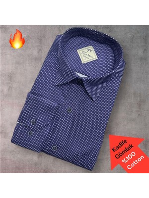 Eren Style Klasik %100 Cotton Uzun Kollu Terletmeyen Kışlık Kadife Gömlek (Regular Kalıp)