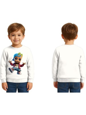 Sedirli Unisex Groot Baskılı Çocuk Swaetshirt 3 Iplik Şardonlu