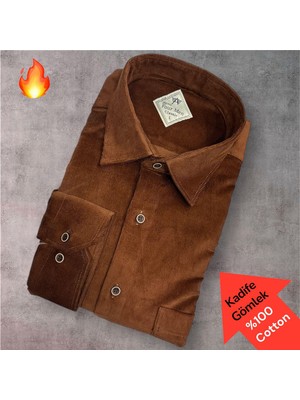Eren Style Klasik %100 Cotton Uzun Kollu Terletmeyen Kışlık Kadife Gömlek (Regular Kalıp)