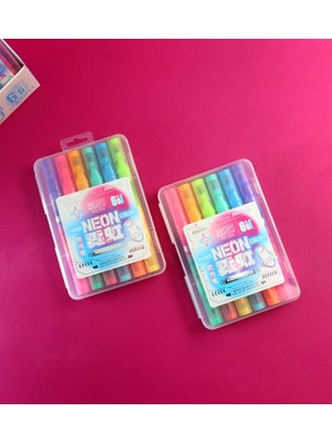 Giftmoda Neon Renkli Çift Taraflı Fosforlu Kalem Seti – 6 Renk