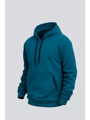 Damga Erkek Rahat Basic Mint Kapşonlu Sweatshirt