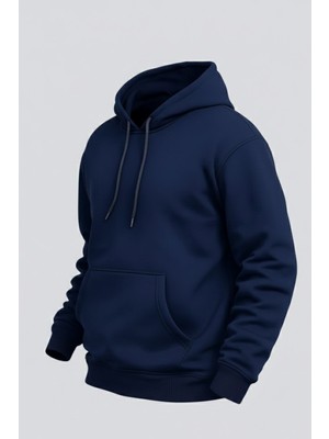 Damga Erkek Rahat Basic Lacivert Kapşonlu Sweatshirt