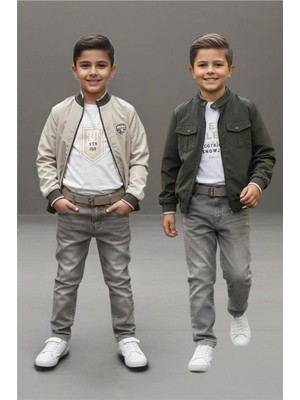 Pina Kids Erkek Çocuk Çift Taraflı Ceketli Penye Bluzlu Keten Pantolonlu Takım Elbise TKM1602