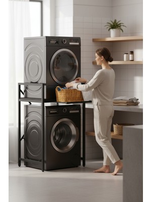 Çamaşır Sepeti Çekmeceli Çamaşır Makinası ve Kurutma Makinası Rafı Çamaşır Makinası Üstü Banyo Düzenleyici Raf