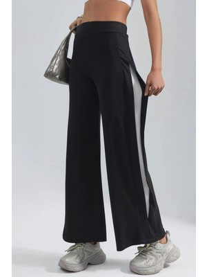 Hiccup Kadın Modal Dokulu Şerit Detaylı Pantolon Berşan Collection Siyah