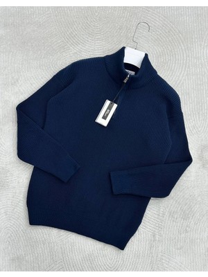 Comfort Regular Fit Rahat Kalıp Fermuarlı Dik Yaka Basic Düz Sweatshirt