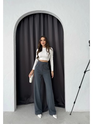 No8 Home Cırtlı Pantolon Krep Füme Pt