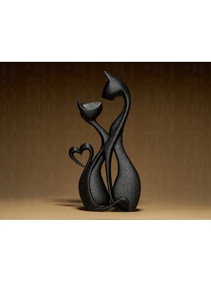 Linova Kedinin Aşkı Heykel Biblo Dekoratif Obje