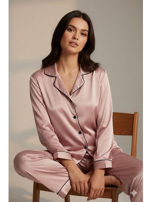 Ayyıldız 3926 Pudra Saten Pijama Takımı