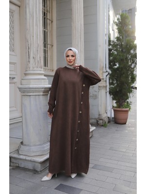 Nisum Moda Düğme Detaylı Pamuk Iki Iplik Elbise