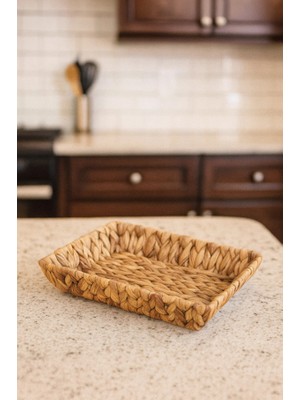 Çavdar Group Hasır Su Sümbülü Büyük Boy Dikrdörtgen Tepsi Hasır El Örmesi Tepsi