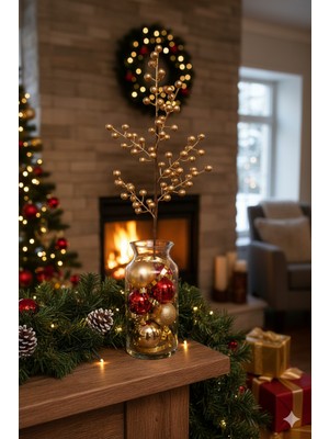 Dodomar 60 cm – Yılbaşı Yapay Dal Berry Altın Model Dekoratif Çam Dalı