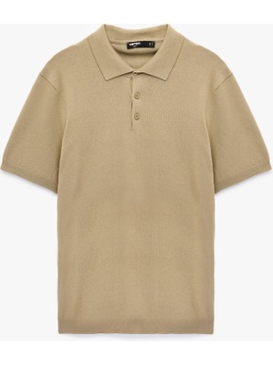 Koton Regular Fit Kol Detaylı Düğmeli Polo Yaka Kısa Kollu Triko Tişört