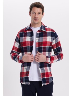 Tudors Erkek Slim Fit Dar Kesim Kareli Kışlık Oduncu Gömlek