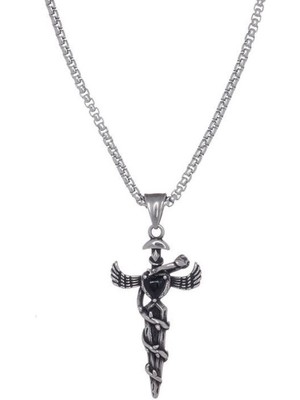 Herşey Nota Çelik Yılan Kılıç Kolye Paslanmaz Unisex A+++ Plus Kalite