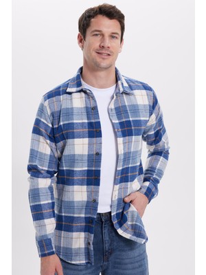 Tudors Erkek Slim Fit Dar Kesim Kareli Kışlık Oduncu Gömlek