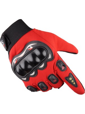 Probiker Üniforma Motosiklet Eldiveni Sert Korumalı – Darbeye Dayanıklı, Kaymaz, Unisex ( Siyah / Mavi) - Renk: Kırmızı | Beden: L