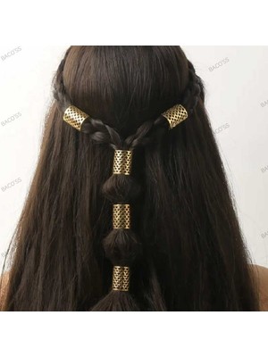 Bacoss Bohem Saç Halkası-Saç Küpesi Seti Silindir Model 5 'li Hair Charms (BC-1221 )