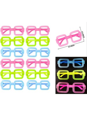 No8 Home Fosforlu Kare Model Glow Parti Gözlüğü Karanlıkta Yanan Gözlükler 12 Adet