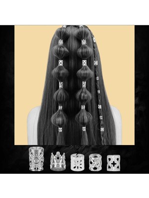 Bacoss Bohem Saç Halkası-Saç Küpesi Taçlı 10 'lu Hair Charms (BC-1151)