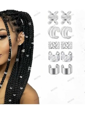Bacoss Bohem Saç Halkası-Saç Küpesi Seti Modern Stil 10 Lu Hair Charms ( BC-1220 )