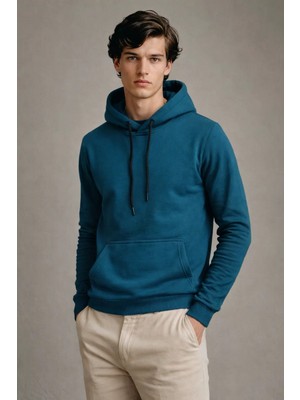 Damga Erkek Premium Salaş Mint Kapşonlu Sweatshirt